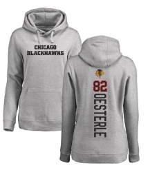 NHL Women's Adidas Chicago Blackhawks #82 Jordan Oesterle Ash Backer Pullover Hoodie