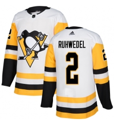 Youth Adidas Pittsburgh Penguins #2 Chad Ruhwedel Authentic White Away NHL Jersey