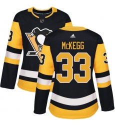 Women's Adidas Pittsburgh Penguins #33 Greg McKegg Authentic Black Home NHL Jersey