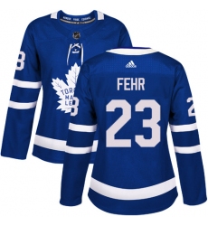 Women's Adidas Toronto Maple Leafs #23 Eric Fehr Authentic Royal Blue Home NHL Jersey