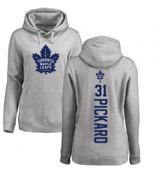 NHL Women's Adidas Toronto Maple Leafs #31 Calvin Pickard Ash Backer Pullover Hoodie