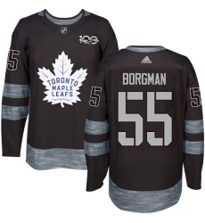 Men's Adidas Toronto Maple Leafs #55 Andreas Borgman Authentic Black 1917-2017 100th Anniversary NHL Jersey