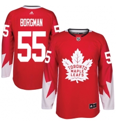 Youth Adidas Toronto Maple Leafs #55 Andreas Borgman Authentic Red Alternate NHL Jersey