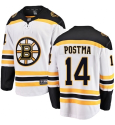 Men's Boston Bruins #14 Paul Postma Authentic White Away Fanatics Branded Breakaway NHL Jersey