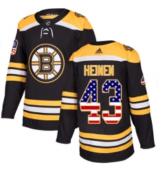 Men's Adidas Boston Bruins #43 Danton Heinen Authentic Black USA Flag Fashion NHL Jersey