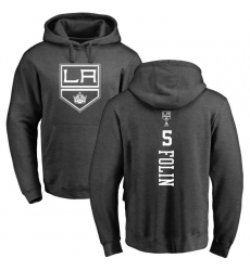 NHL Adidas Los Angeles Kings #5 Christian Folin Charcoal One Color Backer Pullover Hoodie