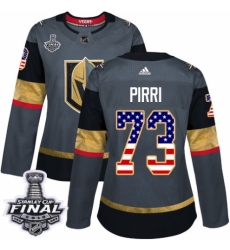 Women's Adidas Vegas Golden Knights #73 Brandon Pirri Authentic Gray USA Flag Fashion 2018 Stanley Cup Final NHL Jersey