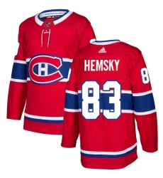Men's Adidas Montreal Canadiens #83 Ales Hemsky Authentic Red Home NHL Jersey