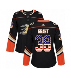 Women's Anaheim Ducks #38 Derek Grant Authentic Black USA Flag Fashion Hockey Jersey