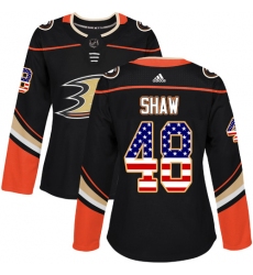 Women's Adidas Anaheim Ducks #48 Logan Shaw Authentic Black USA Flag Fashion NHL Jersey