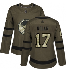 Women's Adidas Buffalo Sabres #17 Jordan Nolan Authentic Green Salute to Service NHL Jersey