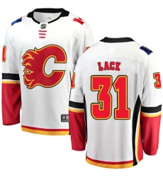 Men's Calgary Flames #31 Eddie Lack Fanatics Branded White Away Breakaway NHL Jersey