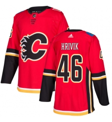 Men's Adidas Calgary Flames #46 Marek Hrivik Authentic Red Home NHL Jersey
