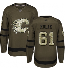 Youth Reebok Calgary Flames #61 Brett Kulak Authentic Green Salute to Service NHL Jersey