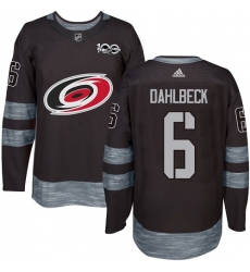 Men's Adidas Carolina Hurricanes #6 Klas Dahlbeck Premier Black 1917-2017 100th Anniversary NHL Jersey