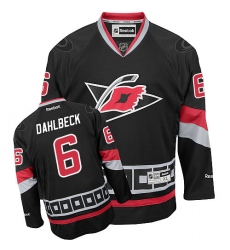 Women's Reebok Carolina Hurricanes #6 Klas Dahlbeck Premier Black Third NHL Jersey
