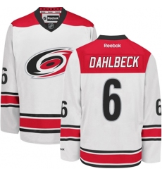 Youth Reebok Carolina Hurricanes #6 Klas Dahlbeck Authentic White Away NHL Jersey