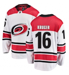 Men's Carolina Hurricanes #16 Marcus Kruger Fanatics Branded White Away Breakaway NHL Jersey