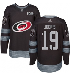 Men's Adidas Carolina Hurricanes #19 Josh Jooris Authentic Black 1917-2017 100th Anniversary NHL Jersey