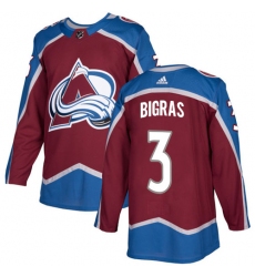 Youth Adidas Colorado Avalanche #3 Chris Bigras Premier Burgundy Red Home NHL Jersey