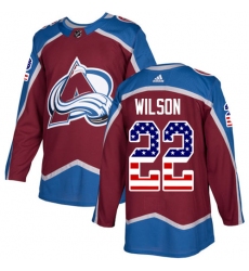 Men's Adidas Colorado Avalanche #22 Colin Wilson Authentic Burgundy Red USA Flag Fashion NHL Jersey