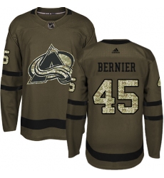 Youth Adidas Colorado Avalanche #45 Jonathan Bernier Authentic Green Salute to Service NHL Jersey