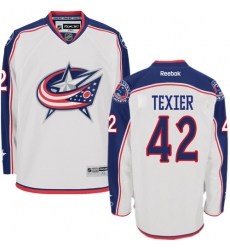 Men's Reebok Columbus Blue Jackets #42 Alexandre Texier Authentic White Away NHL Jersey