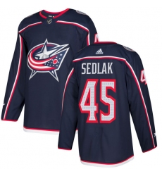 Men's Adidas Columbus Blue Jackets #45 Lukas Sedlak Authentic Navy Blue Home NHL Jersey