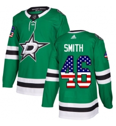 Youth Adidas Dallas Stars #46 Gemel Smith Authentic Green USA Flag Fashion NHL Jersey