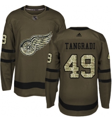 Youth Adidas Detroit Red Wings #49 Eric Tangradi Authentic Green Salute to Service NHL Jersey
