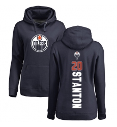 NHL Women's Adidas Edmonton Oilers #20 Ryan Stanton Navy Blue Backer Pullover Hoodie