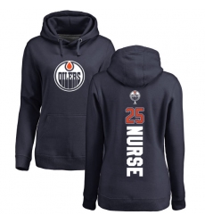 NHL Women's Adidas Edmonton Oilers #25 Darnell Nurse Navy Blue Backer Pullover Hoodie