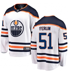 Men's Edmonton Oilers #51 Brian Ferlin Fanatics Branded White Away Breakaway NHL Jersey