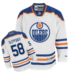 Youth Reebok Edmonton Oilers #58 Anton Slepyshev Authentic White Away NHL Jersey