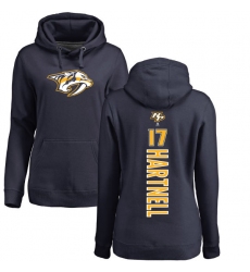 NHL Women's Adidas Nashville Predators #17 Scott Hartnell Navy Blue Backer Pullover Hoodie