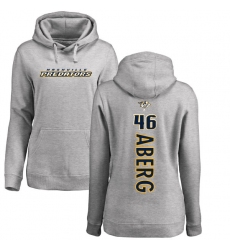 NHL Women's Adidas Nashville Predators #46 Pontus Aberg Ash Backer Pullover Hoodie