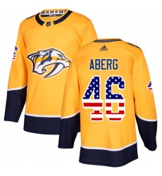 Youth Adidas Nashville Predators #46 Pontus Aberg Authentic Gold USA Flag Fashion NHL Jersey