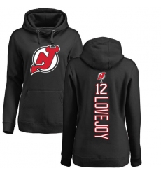 NHL Women's Adidas New Jersey Devils #12 Ben Lovejoy Black Backer Pullover Hoodie