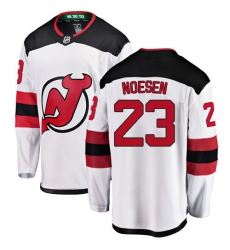 Youth New Jersey Devils #23 Stefan Noesen Fanatics Branded White Away Breakaway NHL Jersey