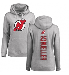 NHL Women's Adidas New Jersey Devils #25 Mirco Mueller Ash Backer Pullover Hoodie