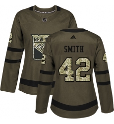 Women's Adidas New York Rangers #42 Brendan Smith Authentic Green Salute to Service NHL Jersey