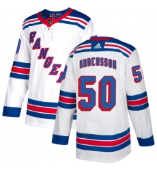 Women's Adidas New York Rangers #50 Lias Andersson Authentic White Away NHL Jersey