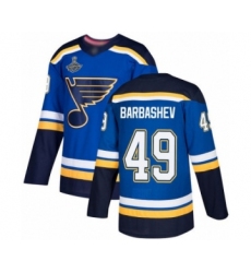 Men's St. Louis Blues #49 Ivan Barbashev Authentic Royal Blue Home 2019 Stanley Cup Champions Hockey Jersey