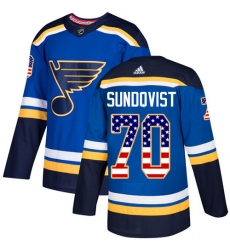 Youth Adidas St. Louis Blues #70 Oskar Sundqvist Authentic Blue USA Flag Fashion NHL Jersey