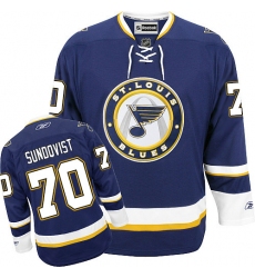 Youth Reebok St. Louis Blues #70 Oskar Sundqvist Premier Navy Blue Third NHL Jersey