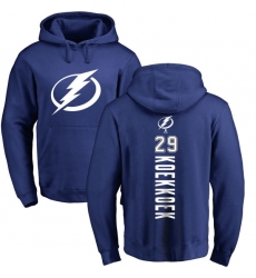 NHL Adidas Tampa Bay Lightning #29 Slater Koekkoek Royal Blue Backer Pullover Hoodie