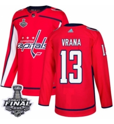 Men's Adidas Washington Capitals #13 Jakub Vrana Premier Red Home 2018 Stanley Cup Final NHL Jersey