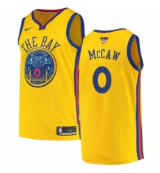 Men's Nike Golden State Warriors #0 Patrick McCaw Authentic Gold 2018 NBA Finals Bound NBA Jersey - City Edition