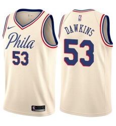 Men's Nike Philadelphia 76ers #53 Darryl Dawkins Authentic Cream NBA Jersey - City Edition