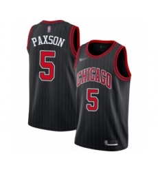 Men's Chicago Bulls #5 John Paxson Authentic Black Finished Basketball Jersey - Statement Edition
